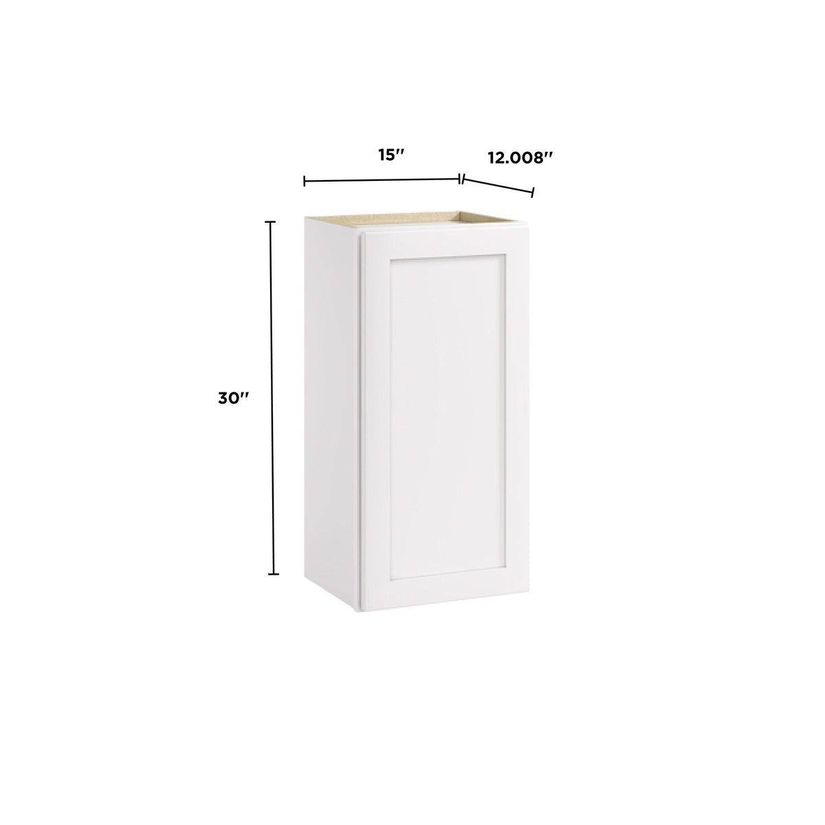 Whalen CLICK-IT Enfield 15-in W x 30-in H x 12-in D Classic White Birch Wall Ready To Assemble Plywood Cabinet (Raised Panel Shaker Door Style)