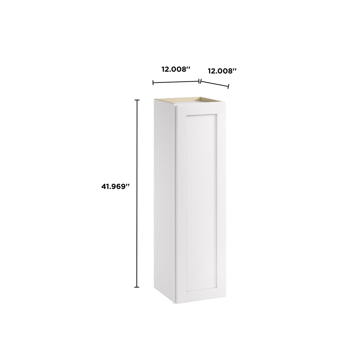 Whalen CLICK-IT Enfield 12-in W x 42-in H x 12-in D Classic White Birch Wall Ready To Assemble Plywood Cabinet (Raised Panel Shaker Door Style)