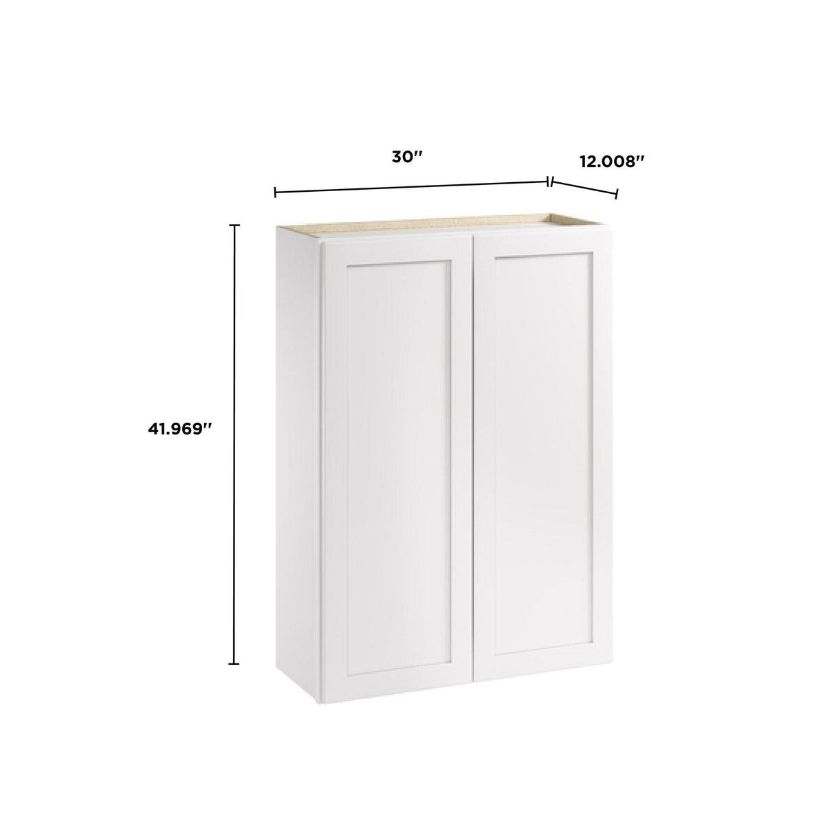 Whalen CLICK-IT Enfield 30-in W x 42-in H x 12-in D Classic White Birch Wall Ready To Assemble Plywood Cabinet (Raised Panel Shaker Door Style)