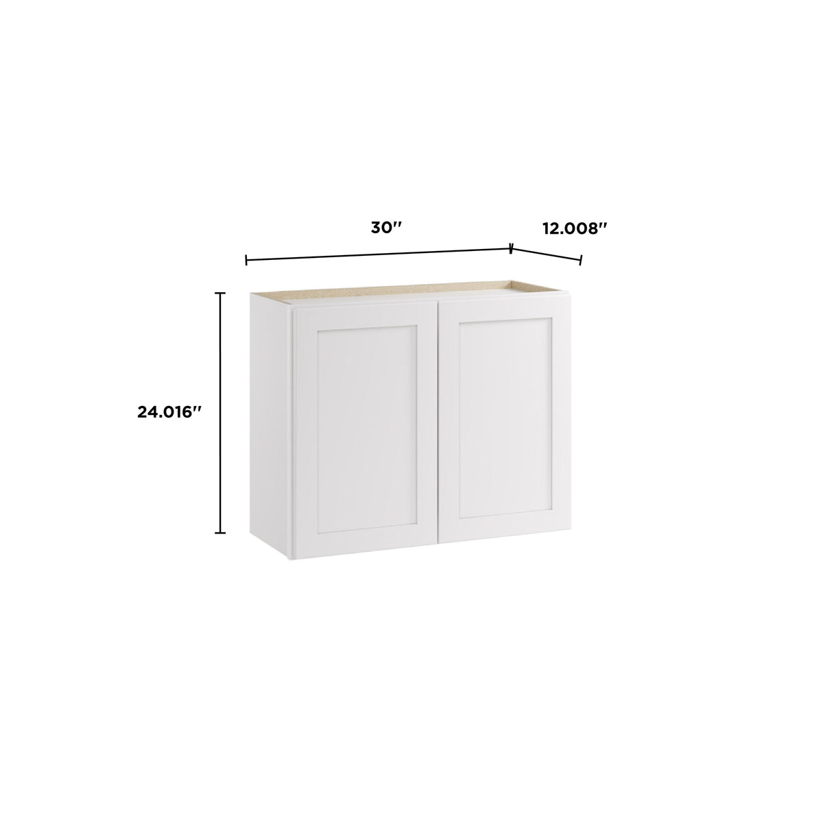 Whalen CLICK-IT Enfield 30-in W x 24-in H x 12-in D Classic White Birch Wall Ready To Assemble Plywood Cabinet (Raised Panel Shaker Door Style)
