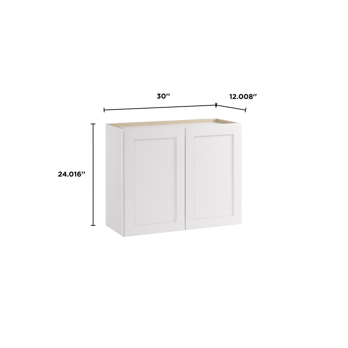 Whalen CLICK-IT Enfield 30-in W x 24-in H x 12-in D Classic White Birch Wall Ready To Assemble Plywood Cabinet (Raised Panel Shaker Door Style)
