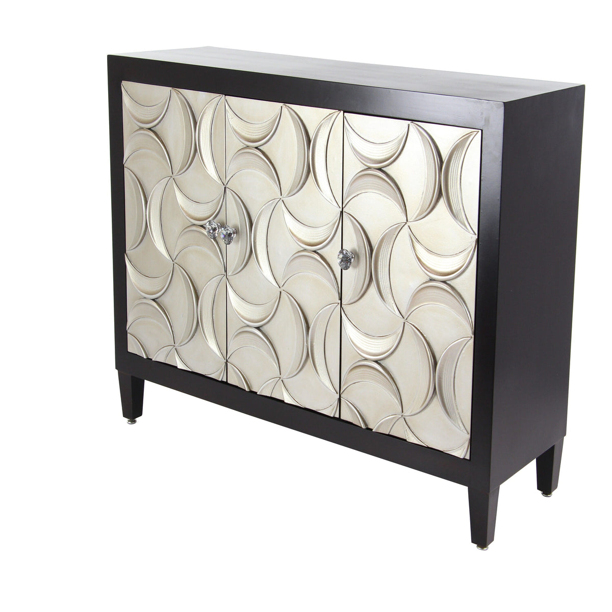 Grayson Lane Black Silver Crescent Moon Relief Design Accent Chest