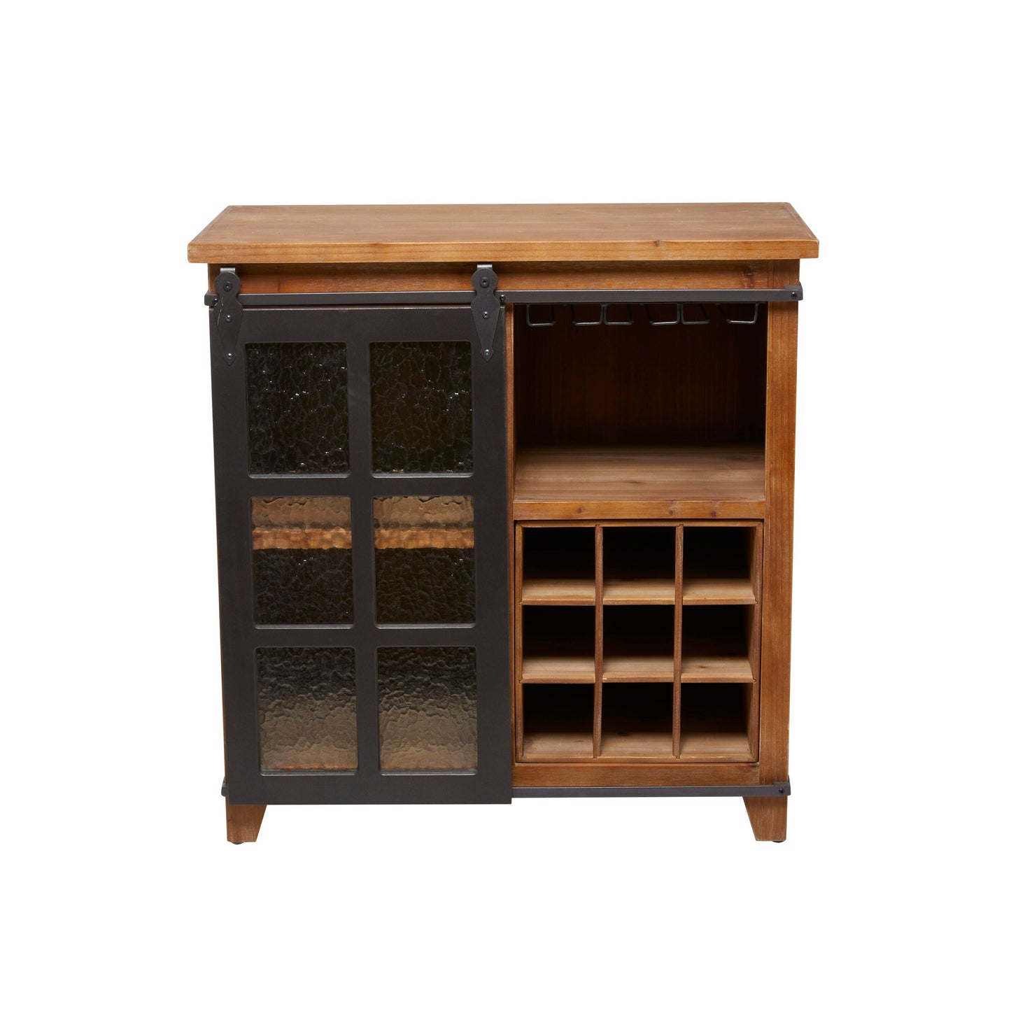 Grayson Lane 31.5-in x 32.5-in Pine Brown Rectangle Bar Cabinet