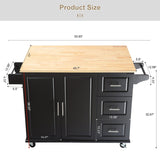 BABOOM Black Mdf Base with Wood Top Rolling Kitchen Island (17-in x 53.93-in x 36.22-in)