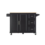 BABOOM Black Mdf Base with Wood Top Rolling Kitchen Island (17-in x 53.93-in x 36.22-in)