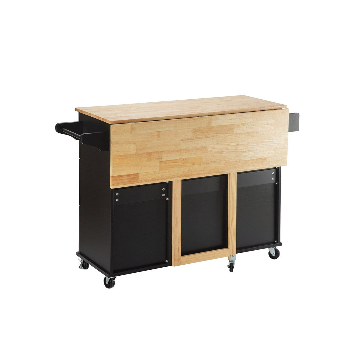 BABOOM Black Mdf Base with Wood Top Rolling Kitchen Island (17-in x 53.93-in x 36.22-in)