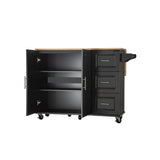 BABOOM Black Mdf Base with Wood Top Rolling Kitchen Island (17-in x 53.93-in x 36.22-in)