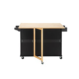 BABOOM Black Mdf Base with Wood Top Rolling Kitchen Island (17-in x 53.93-in x 36.22-in)