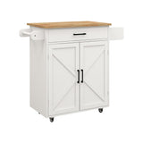 BABOOM White Mdf Base with Wood Top Rolling Kitchen Island (17.72-in x 37.99-in x 36.02-in)
