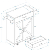 BABOOM White Mdf Base with Wood Top Rolling Kitchen Island (17.72-in x 37.99-in x 36.02-in)
