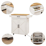 BABOOM White Mdf Base with Wood Top Rolling Kitchen Island (17.72-in x 37.99-in x 36.02-in)
