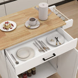 BABOOM White Mdf Base with Wood Top Rolling Kitchen Island (17.72-in x 37.99-in x 36.02-in)