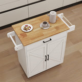 BABOOM White Mdf Base with Wood Top Rolling Kitchen Island (17.72-in x 37.99-in x 36.02-in)