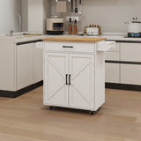 BABOOM White Mdf Base with Wood Top Rolling Kitchen Island (17.72-in x 37.99-in x 36.02-in)