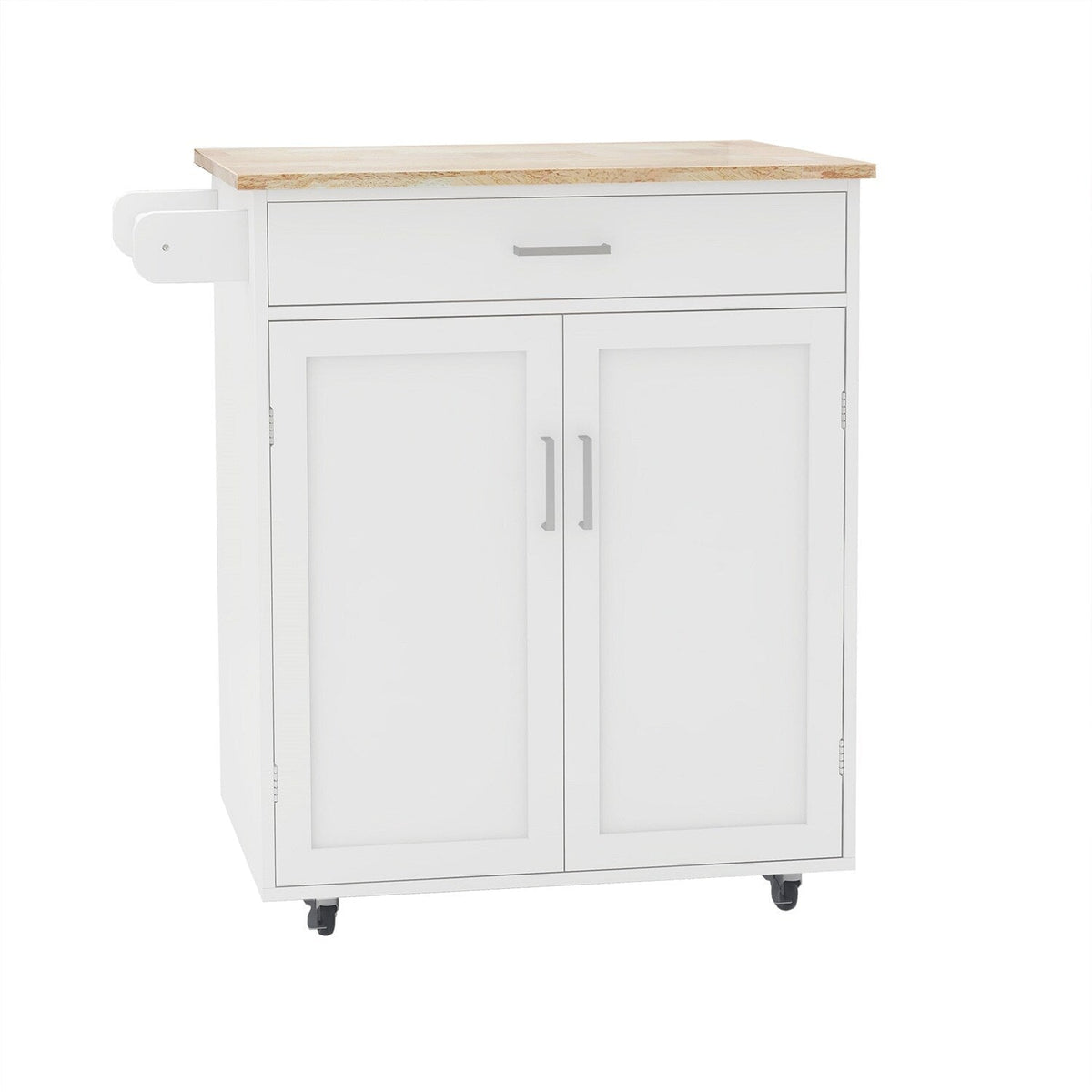 BABOOM White Mdf Base with Wood Top Rolling Kitchen Island (17.71-in x 32.87-in x 36.02-in)