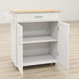 BABOOM White Mdf Base with Wood Top Rolling Kitchen Island (17.71-in x 32.87-in x 36.02-in)