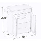 BABOOM White Mdf Base with Wood Top Rolling Kitchen Island (17.71-in x 32.87-in x 36.02-in)