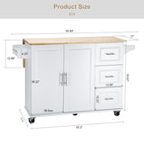 BABOOM White Mdf Base with Wood Top Rolling Kitchen Island (17-in x 53.93-in x 36.22-in)
