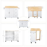 BABOOM White Mdf Base with Wood Top Rolling Kitchen Island (17-in x 53.93-in x 36.22-in)