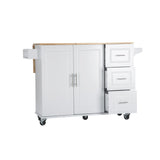 BABOOM White Mdf Base with Wood Top Rolling Kitchen Island (17-in x 53.93-in x 36.22-in)