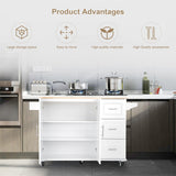 BABOOM White Mdf Base with Wood Top Rolling Kitchen Island (17-in x 53.93-in x 36.22-in)