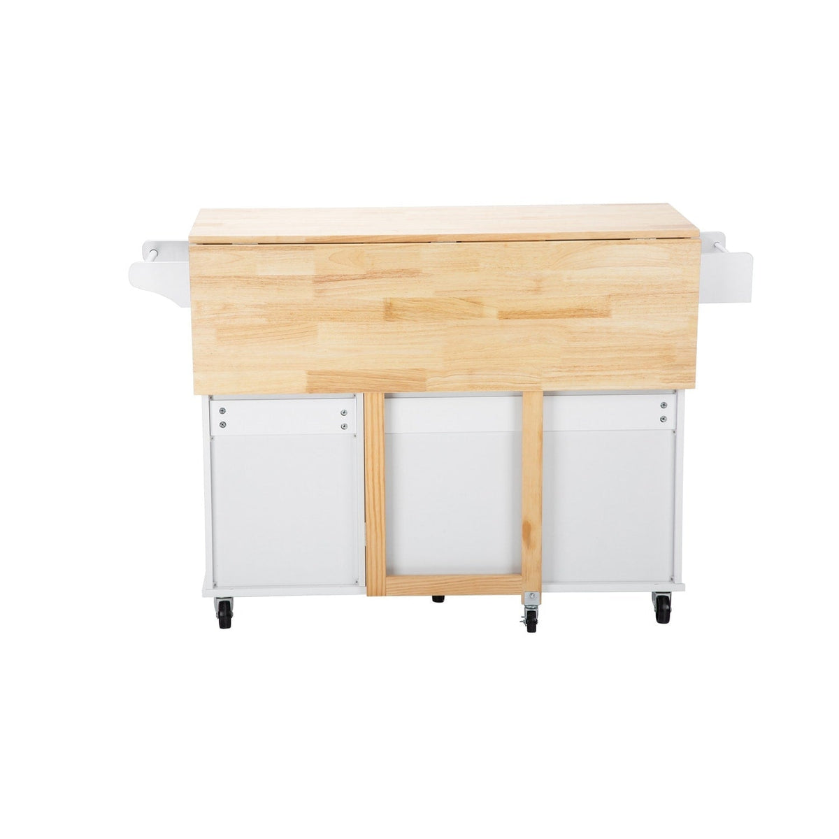 BABOOM White Mdf Base with Wood Top Rolling Kitchen Island (17-in x 53.93-in x 36.22-in)
