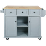 BABOOM Gray Mdf Base with Wood Top Rolling Kitchen Island (29.5-in x 53.1-in x 37.2-in)