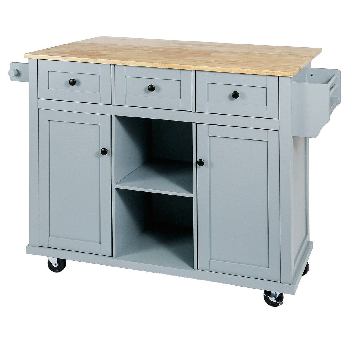BABOOM Gray Mdf Base with Wood Top Rolling Kitchen Island (29.5-in x 53.1-in x 37.2-in)