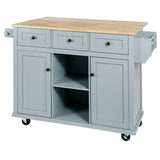 BABOOM Gray Mdf Base with Wood Top Rolling Kitchen Island (29.5-in x 53.1-in x 37.2-in)