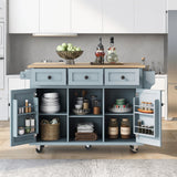 BABOOM Gray Mdf Base with Wood Top Rolling Kitchen Island (29.5-in x 53.1-in x 37.2-in)