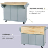 BABOOM Gray Mdf Base with Wood Top Rolling Kitchen Island (29.5-in x 53.1-in x 37.2-in)