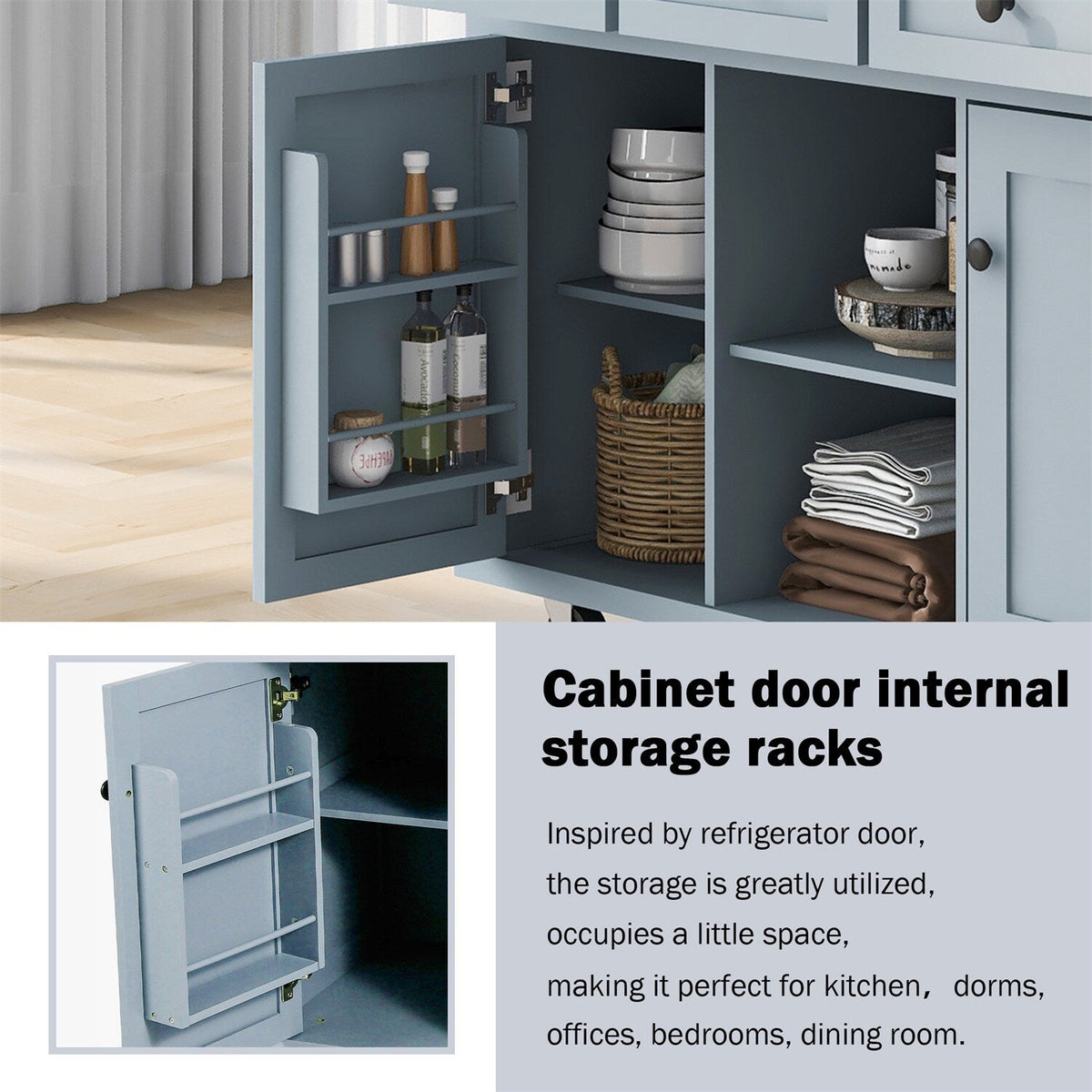 BABOOM Gray Mdf Base with Wood Top Rolling Kitchen Island (29.5-in x 53.1-in x 37.2-in)