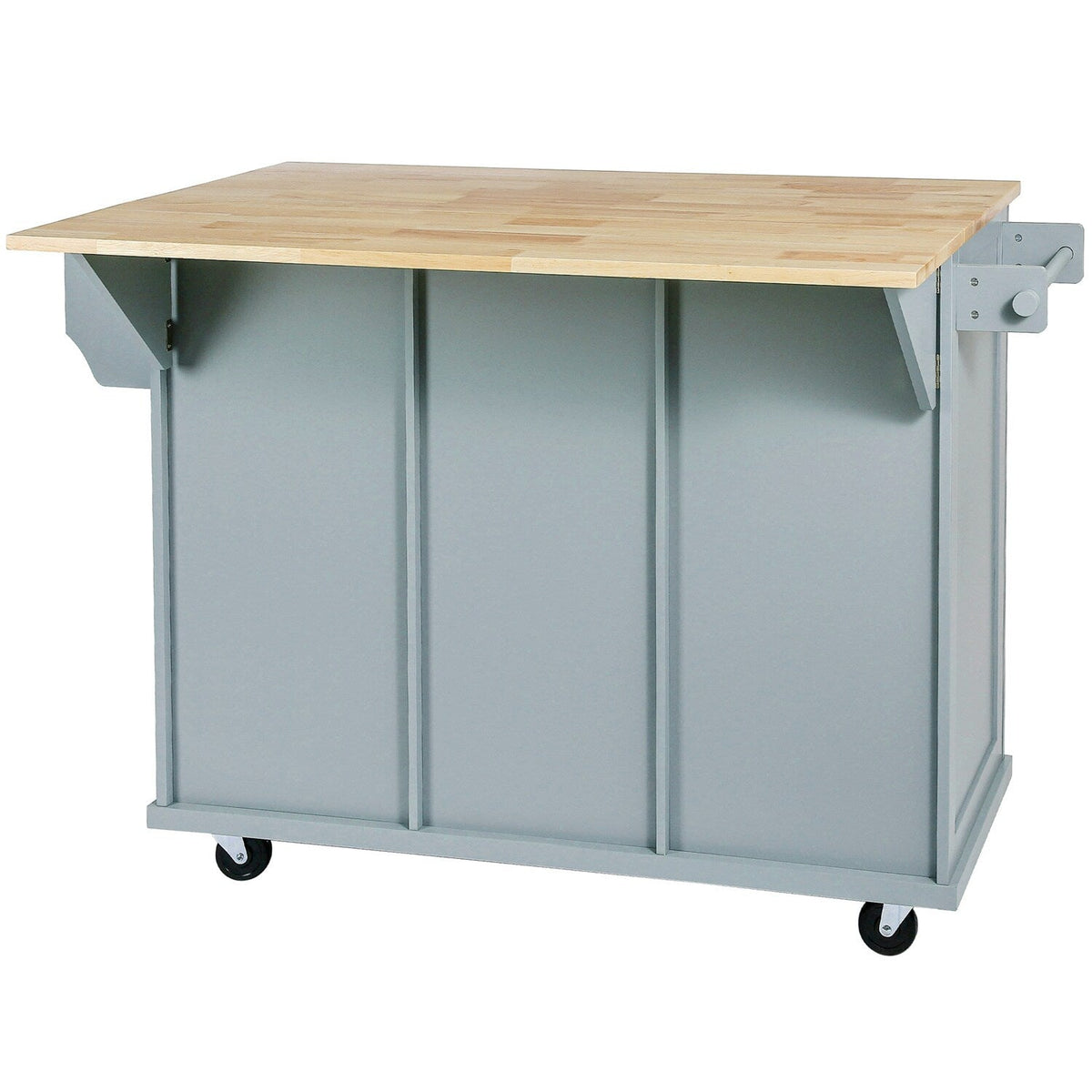 BABOOM Gray Mdf Base with Wood Top Rolling Kitchen Island (29.5-in x 53.1-in x 37.2-in)
