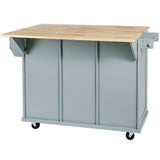 BABOOM Gray Mdf Base with Wood Top Rolling Kitchen Island (29.5-in x 53.1-in x 37.2-in)