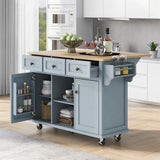 BABOOM Gray Mdf Base with Wood Top Rolling Kitchen Island (29.5-in x 53.1-in x 37.2-in)