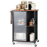 BABOOM Black Mdf Base with Wood Top Rolling Kitchen Cart (17-in x 27.5-in x 35-in)