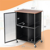 BABOOM Black Mdf Base with Wood Top Rolling Kitchen Cart (17-in x 27.5-in x 35-in)