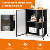 BABOOM Black Mdf Base with Wood Top Rolling Kitchen Cart (17-in x 27.5-in x 35-in)