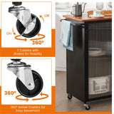 BABOOM Black Mdf Base with Wood Top Rolling Kitchen Cart (17-in x 27.5-in x 35-in)