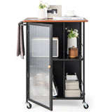 BABOOM Black Mdf Base with Wood Top Rolling Kitchen Cart (17-in x 27.5-in x 35-in)