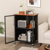BABOOM Black Mdf Base with Wood Top Rolling Kitchen Cart (17-in x 27.5-in x 35-in)