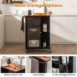 BABOOM Black Mdf Base with Wood Top Rolling Kitchen Cart (17-in x 27.5-in x 35-in)