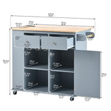 BABOOM Blue Mdf Base with Wood Top Rolling Kitchen Island (29.33-in x 39.8-in x 33.7-in)