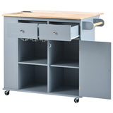 BABOOM Blue Mdf Base with Wood Top Rolling Kitchen Island (29.33-in x 39.8-in x 33.7-in)