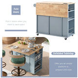 BABOOM Blue Mdf Base with Wood Top Rolling Kitchen Island (29.33-in x 39.8-in x 33.7-in)