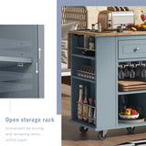 BABOOM Blue Mdf Base with Wood Top Rolling Kitchen Island (29.33-in x 39.8-in x 33.7-in)