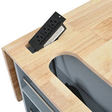 BABOOM Blue Mdf Base with Wood Top Rolling Kitchen Island (29.33-in x 39.8-in x 33.7-in)