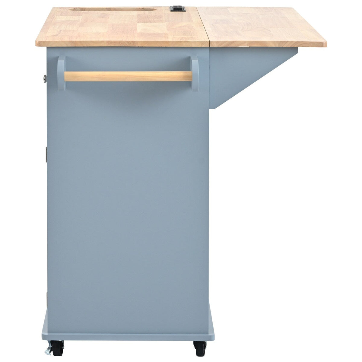 BABOOM Blue Mdf Base with Wood Top Rolling Kitchen Island (29.33-in x 39.8-in x 33.7-in)