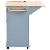 BABOOM Blue Mdf Base with Wood Top Rolling Kitchen Island (29.33-in x 39.8-in x 33.7-in)
