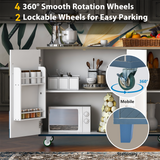 BABOOM Blue Mdf Base with Wood Top Rolling Kitchen Island (25.7-in x 51.57-in x 36.7-in)